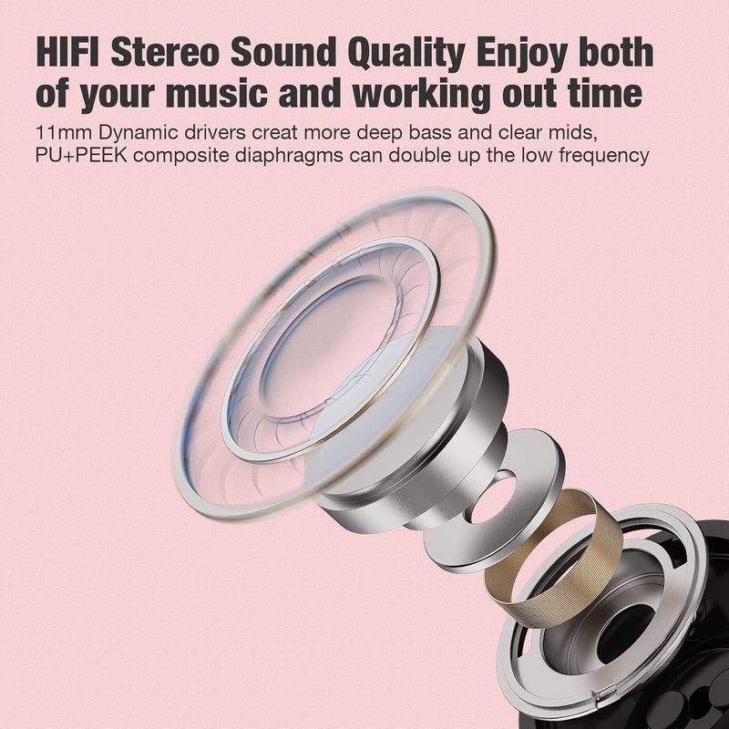 Boean Bluetooth Headphones, Wireless Earbuds with 16 Hours Bluetooth 5.3 Wireless Headphones HD Deep Bass Stereo IPX7 Waterproof Earphones for Sports Headset - Image 2